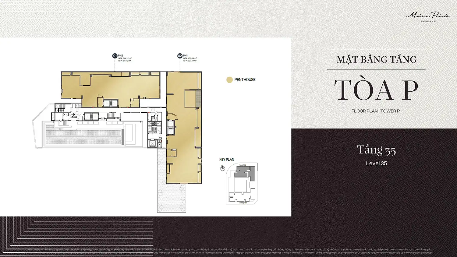 Sơ đồ thiết kế layout 2 - Căn hộ Penthouse dự án Maison Privée Ciputra