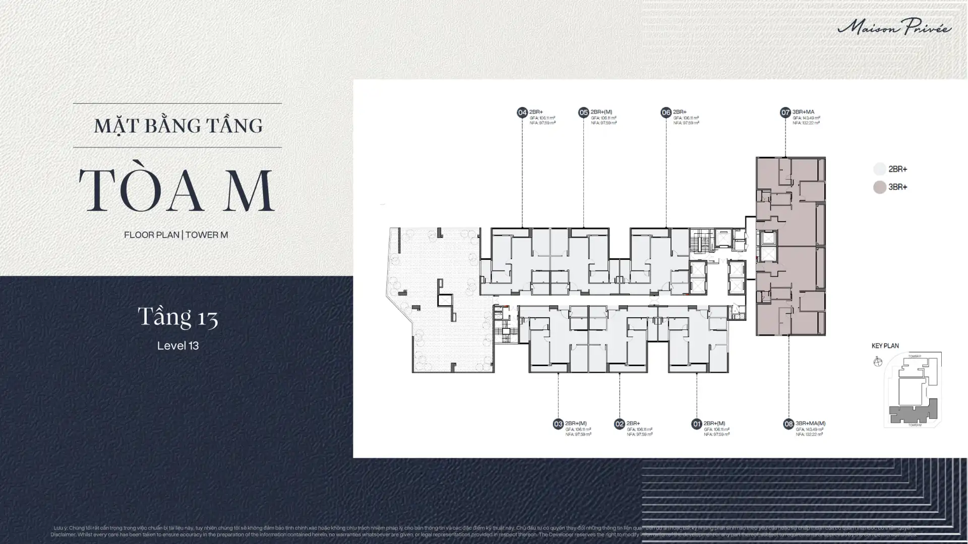 Chung cư Maison Privee Mặt bằng tầng điển hình tòa M tầng 13